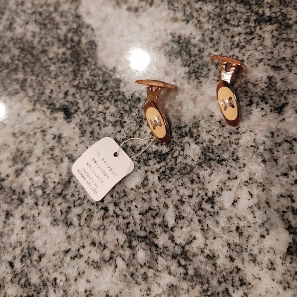 CELINE Paris Cufflinks Gold Plated, Arc de Triomphe on back. Made in Japan. - Picture 7 of 16